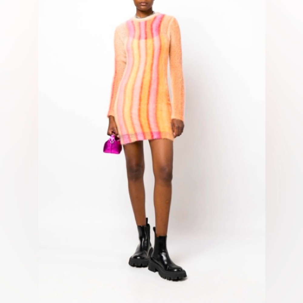 NWT DIESEL M-IKI STRIPED-KNIT MOHAIR ALPACA BODYCON DRESS